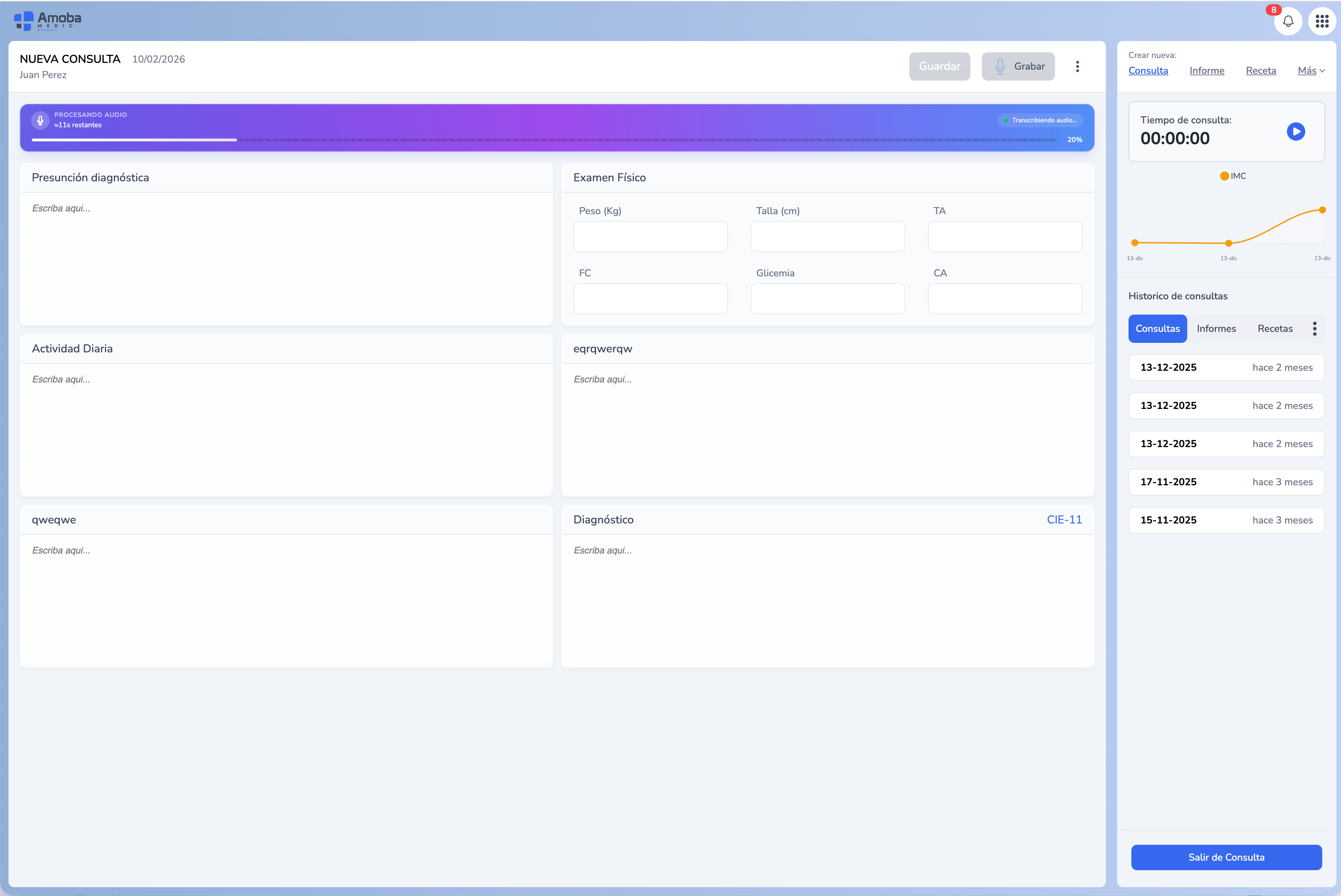 Consulta con Dictado