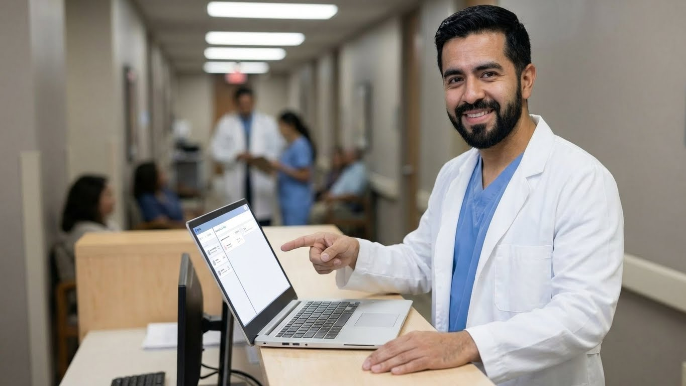 Doctor gestionando consulta eficientemente